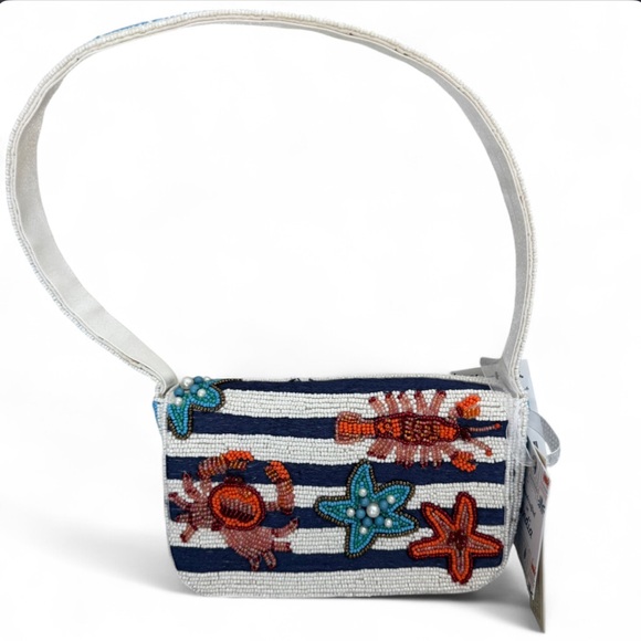 T.J.Maxx Handbags - Made in India Striped Beaded Bag with Sea Animals